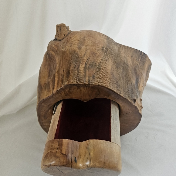 Large Vintage Handcrafted Wood Puzzle Heart Jewelry Box Folk Art Rustic Carved - Picture 10 of 15